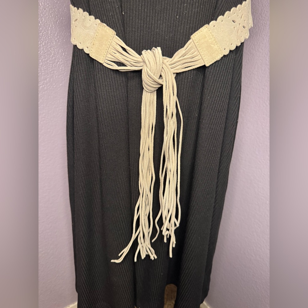 Vintage leather boho Cream Belt